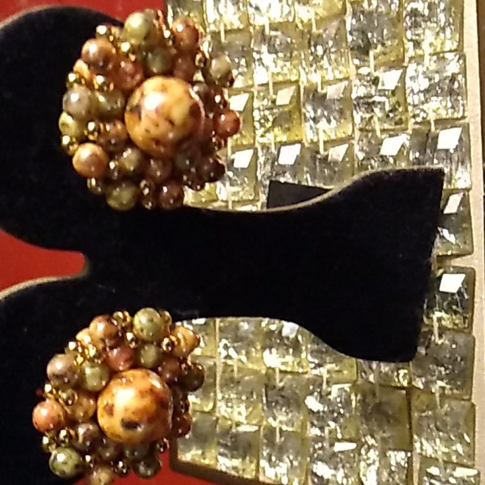 Vintage clip on Beaded Earrings